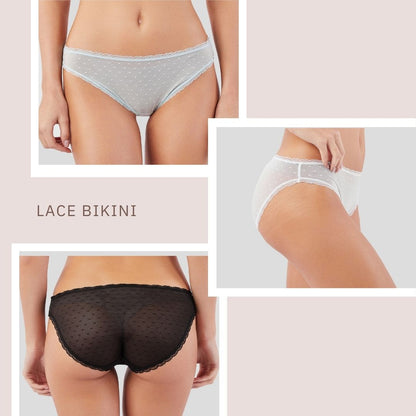 3-Pack Intimates Lace Dots Bikini Panties, women's underwear